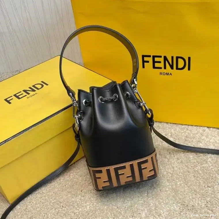 Cheap Black Bag Mini Tresor Brown Fendi Motif Calf Leather Mon In Bucket FF 0426